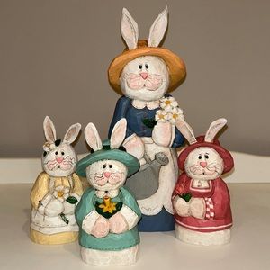 Set of 4 Easter Bunny Figurines